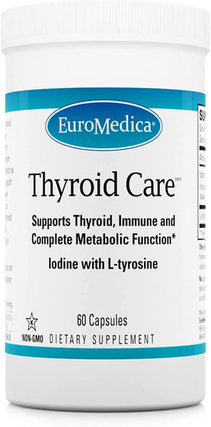 Euromedica Thyroid Care - 60 Capsules - Iodine & L Tyrosine Supplement - Support Thyroid & Immune Health, Support Energy Levels, Promote Healthy Metabolism - 30 Servings