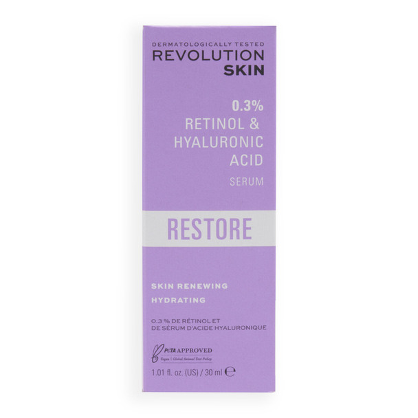 Revolution Skincare 0.3% Retinol with Vitamins & Hyaluronic Acid Serum
30ml