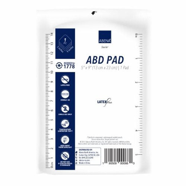 Abdominal Pad Abena NonWoven Cellulose 5 X 9 Inch Rectangle Sterile 25 Count By Abena