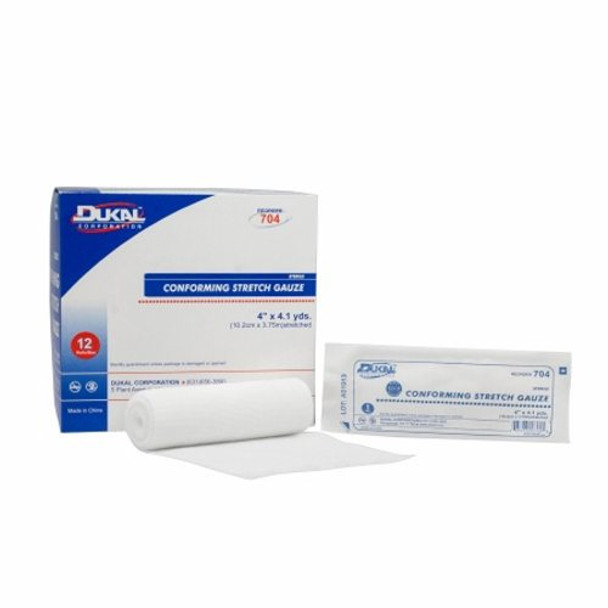 Conforming Bandage Dukal Polyester / Rayon 1-Ply 4 Inch X 4-1/10 Yard Roll Shape Sterile 12 Bags By Dukal