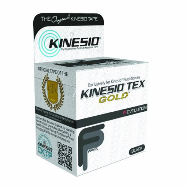 Kinesiology Tape Kinesio Tex Gold FP Water Resistant Cotton 2 Inch X 5-1/2 Yard Black NonSterile 6 Count By Fabrication Enterprises
