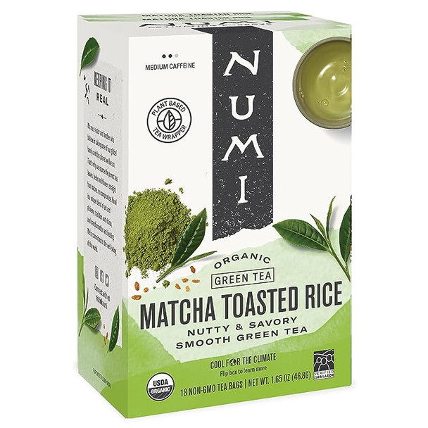 Organic Matcha Toasted Rice Green Tea 18 Bags By Numi Tea