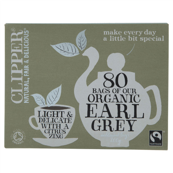 Clipper Organic Earl Grey Black Tea 200g 80 Unbleached Tea Bags