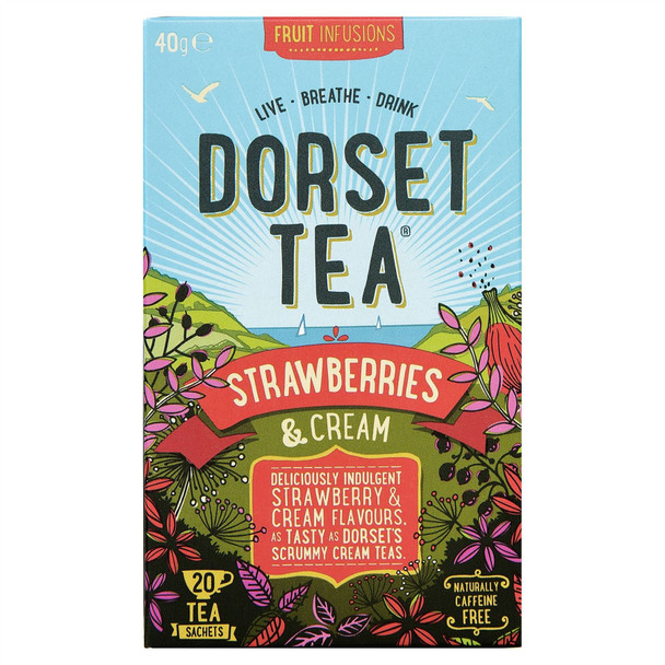 Dorset Tea Fruit Infusions Strawberries & Cream 20 Tea Sachets 40g