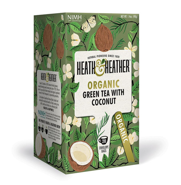 Heath & Heather Organic Green Tea with Coconut 20 Bag