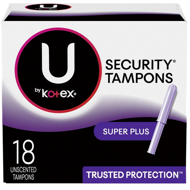 Kotex Security Tampons With Plastic Applicators Unscented Super Plus Absorbency 18 each By U By Kotex