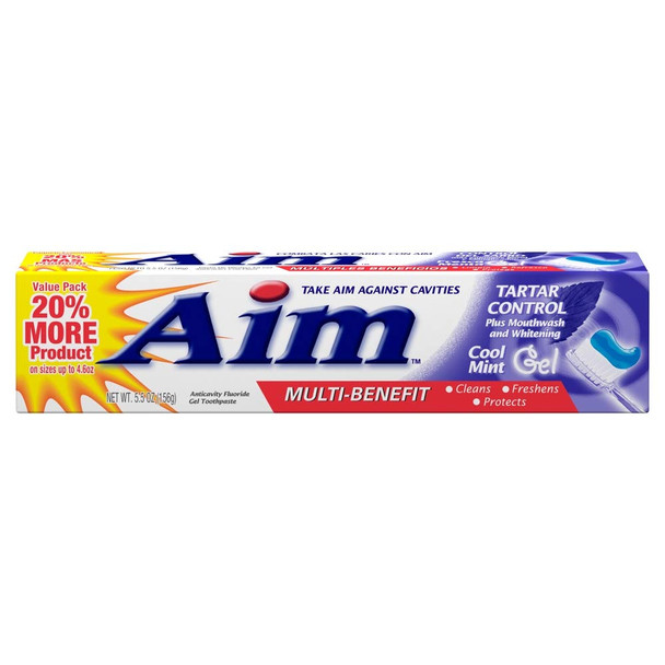 Aim Tartar Control Anticavity Fluoride Toothpaste Gel 5.5 Oz By Aim