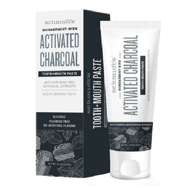 Toothpaste Wondermint/Activated Charcoal 4.7 Oz By Schmidt's Deodorant