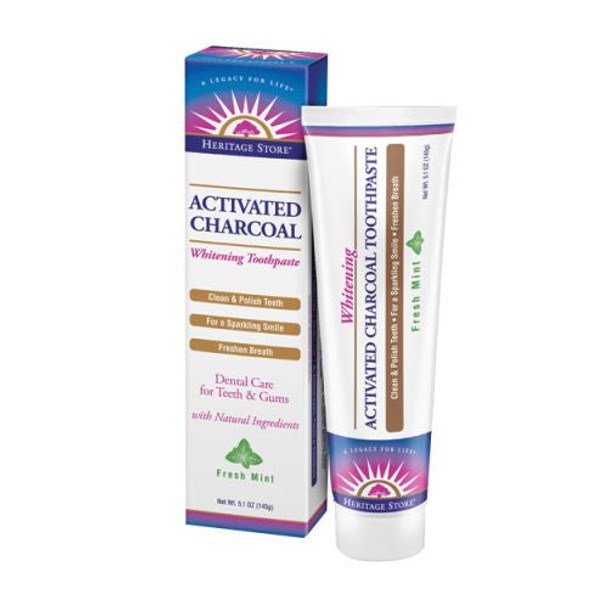 Activated Charcoal Whitening Toothpaste Fresh Mint 5.1 oz By Heritage Products