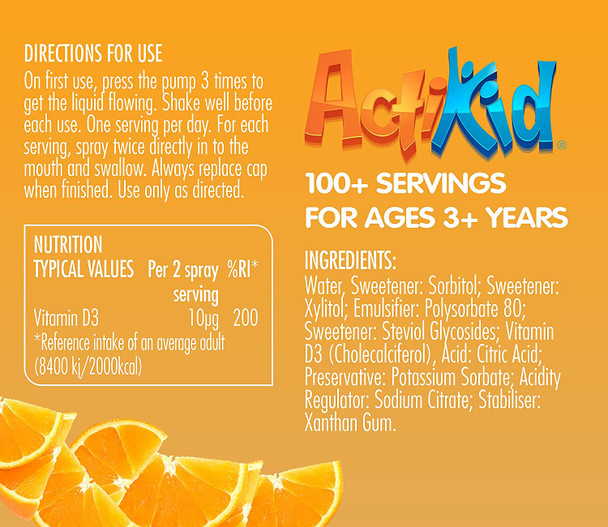 ActiKid Vitamin D3 Oral Spray 3 years plus - 30ml