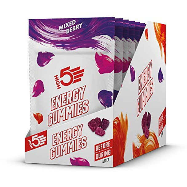 HIGH5 Energy Gummies Pocket Sized Quick Release Energy On The Go (Mixed Berry) (10 x 26g Packs)
