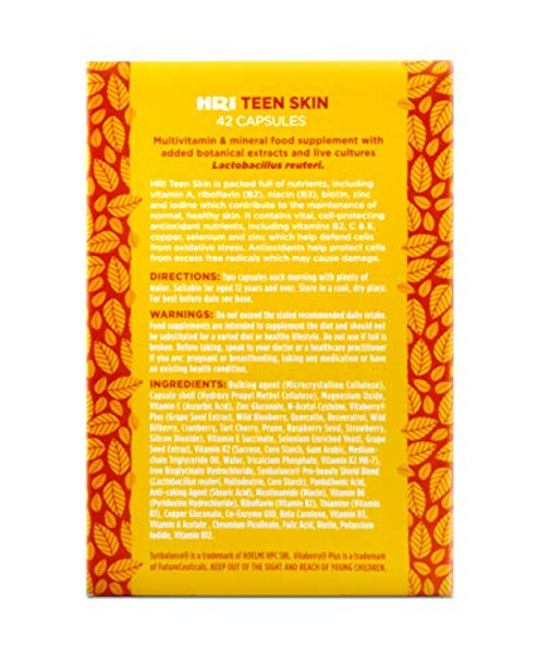 HRI Teen Skin Supplement with Vitamins B2, C & Zinc 42 Capsules