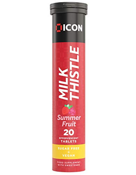 ICON Nutrition Milk Thistle Effervescent Tablets NOT Capsules - Summer Fruit Flavour Sugar Free Vegan - 20 Tablets
