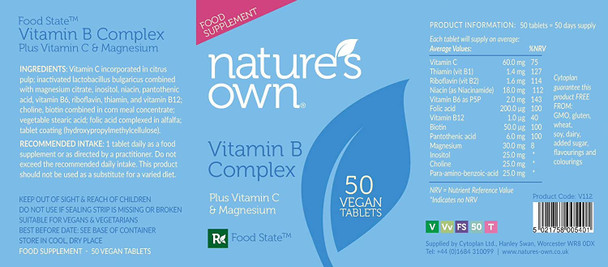 Natures Own Vitamin B Complex + Vitamin C 50 Tablet