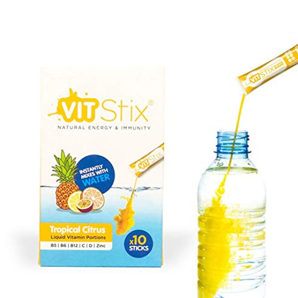 Vit Stix Immunity Boosting Vitamin Drink Vitamins C D Zinc B5 B6 B12 Tropical Citrus 10 Drinks