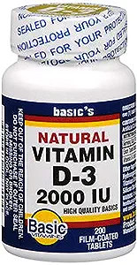 Basic Vitamins Natural Vitamin D-3 200 Tabs By Basic Vitamins