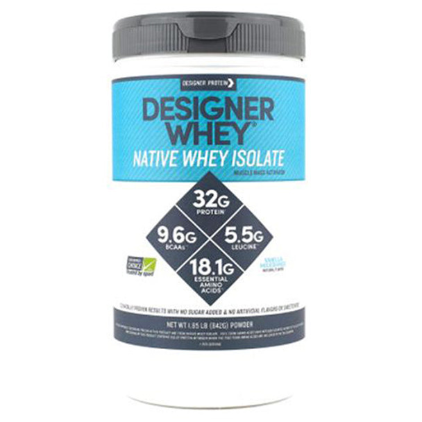 Protein 100% Native Whey Isolate Vanilla Milkshake 1.85 lbs By Designer Whey