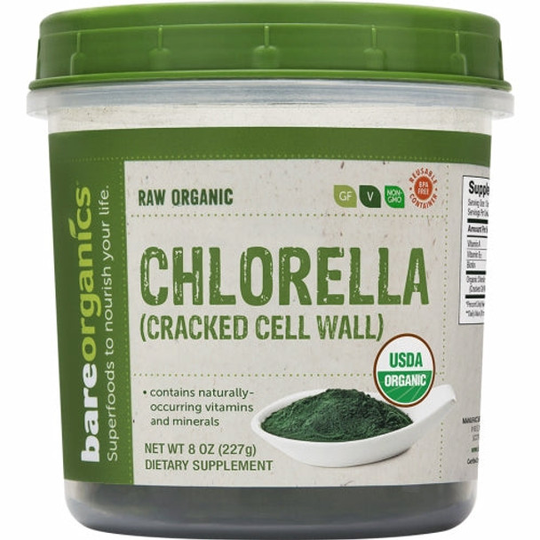 Organic Chlorella Powder Cracked Wall 8 Oz By Bare Organics