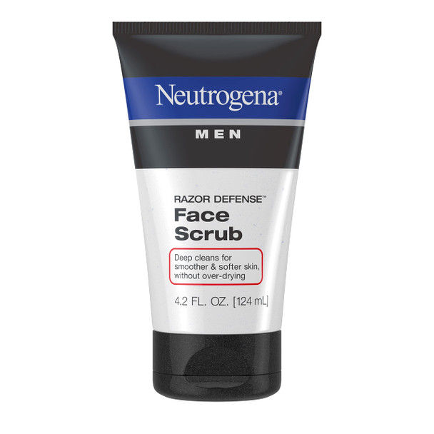 Neutrogena Men Exfoliating Razor Defense Daily Shave Face Scrub, Conditioning Facial Cleanser for Smoother Skin & Less Razor Irritation, Dye-Free, 4.2 fl. oz (Pack of 3)