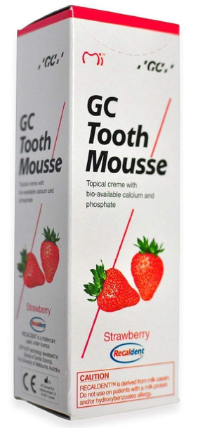 side view of GC Tooth Mousse Strawberry 40g