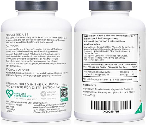 Love Life Supplements Magnesium Bisglycinate - 240 capsules