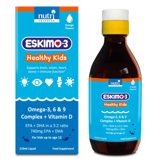 Eskimo-3 Kids Omega 3 Fish Oil with Vit D & E (Orange) - 210ml