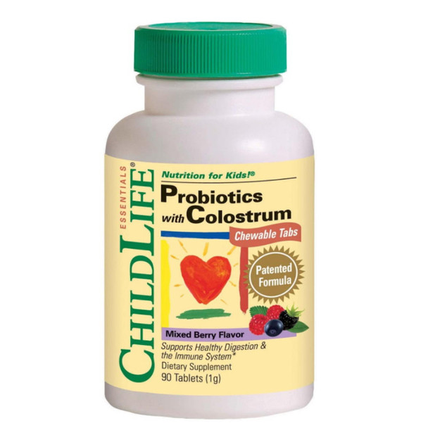 ChildLife Essential Probiotics with Colostrum (Berry) - 90 chewable tablets