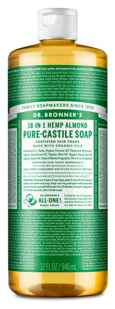 Dr Bronner's Organic Hemp Almond Liquid Soap - 946ml