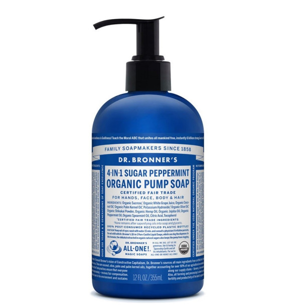 Dr Bronner's 4-in-1 Peppermint Organic Pump Soap - 355ml