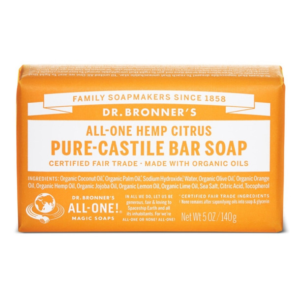 Dr Bronner's Citrus Orange Organic Soap Bar - 140g