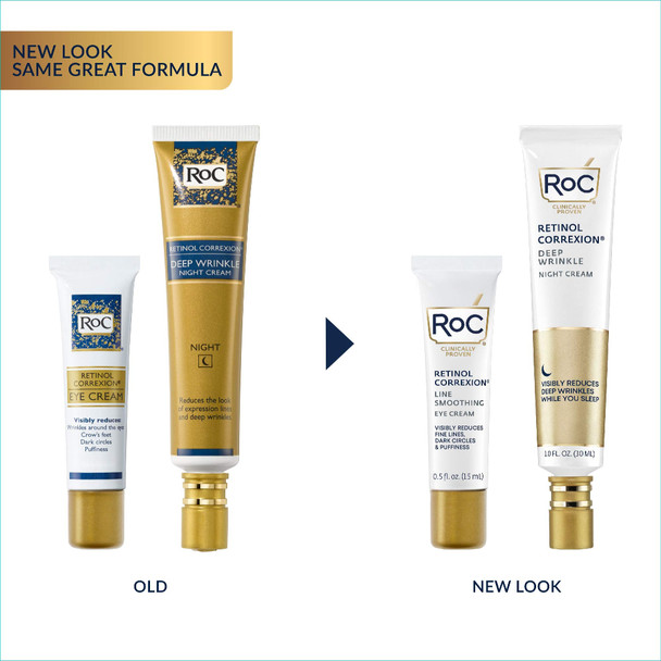 Roc Retinol Value Set Duo, Deep Wrinkle Night Face Cream & Retinol Correxion Eye Cream (Packaging May Vary)