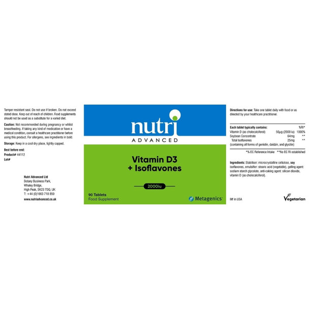 Nutri Advanced Vitamin D3 and Isoflavones - 90 tablets