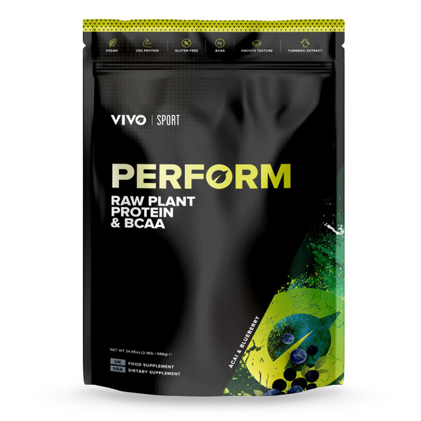 Vivo Life PERFORM Raw Plant Protein Powder & BCAA Acai & Blueberry - 988g