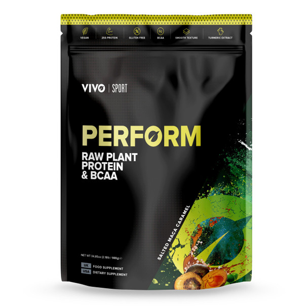 Vivo Life PERFORM Raw Plant Protein Powder & BCAA Salted Maca Caramel - 910g