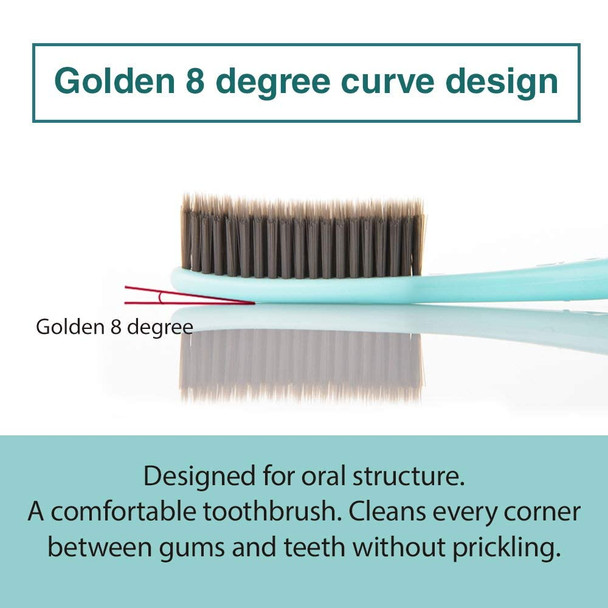 WANGTA Toothbrush 4pcs, Twice as Wide as Regular Brush Head, Wide Toothbrush, Long Brush Head, More Comfortable and Easier Brushing (Black Brush)