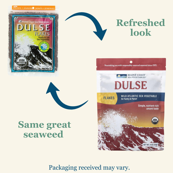 Maine Coast Sea Vegetables Dulse Flakes 4 oz Bag  Wild Atlantic  Organic