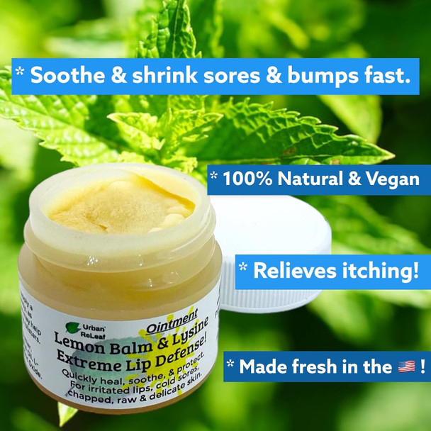 Urban ReLeaf Lemon Balm & Lysine Extreme Lip Defense! Gentle, Quickly Heal, Soothe, Protect! for Irritated Skin, Cold sores