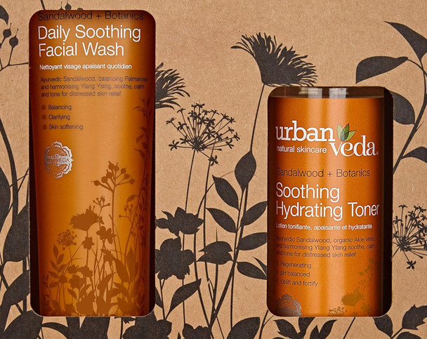 Urban Veda Natural Skincare Soothing Facial Cleansing Duo for Normal and Sensitive Skin - Soothing Daily Facial Wash 150ml and So
