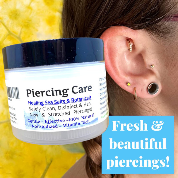 Urban ReLeaf PIERCING CARE Set of 2 ! Healing Sea Salts & Botanical AFTERCARE ! Safely Clean Heal New Stretched Piercings. Gentle