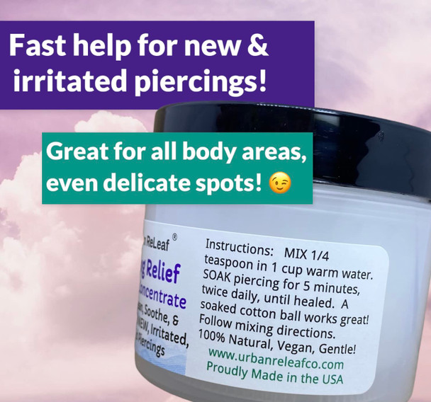 Urban ReLeaf SET of 2 Piercing Relief Sea Salt Concentrate. Aftercare Clean, Soak, Gently Heal New Fresh & Keloid Bump Piercings