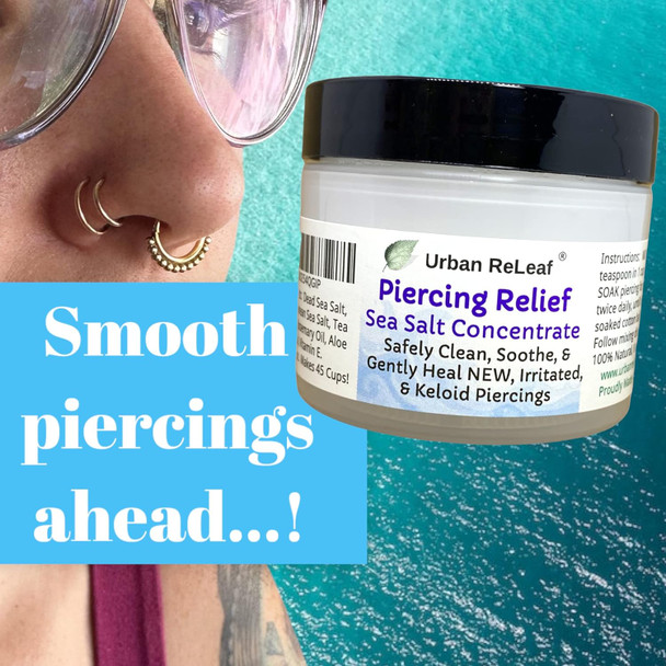 Urban ReLeaf SET of 2 Piercing Relief Sea Salt Concentrate. Aftercare Clean, Soak, Gently Heal New Fresh & Keloid Bump Piercings