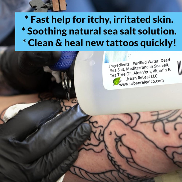 Urban ReLeaf Tattoo Solution ! Natural Sea Salt Aftercare. Safely Clean New Tattoos. Help Skin & Ink Heal Smoothly. Made Fresh in