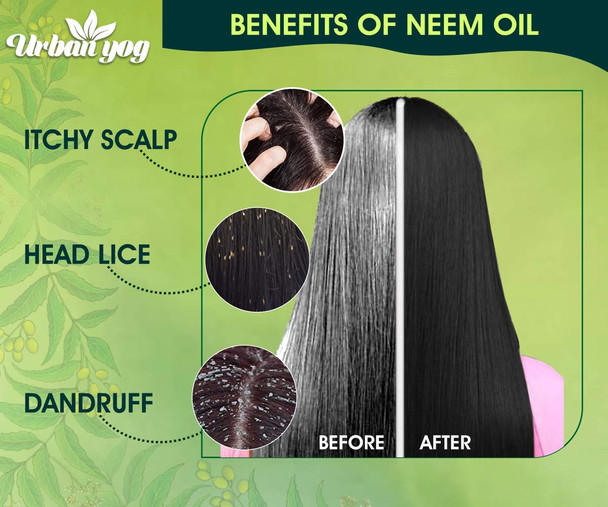 Urban yog Ayurvedic jadibuti Neem Oil for Hair, Face & Skin Enhance Growth for Dry and Damaged Hair, Best Skin Moisturizer