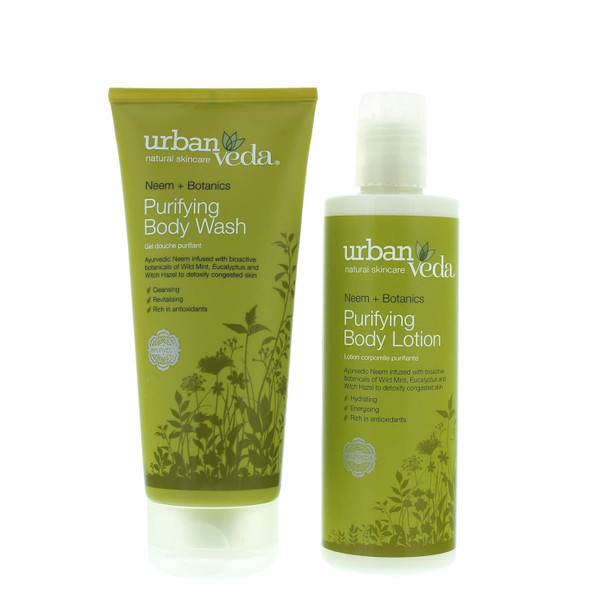 Urban Veda Natural Skincare Purifying Bath & Body Gift Set for Oily and Acne Prone Skin - Includes Purifying Body Wash 200ml