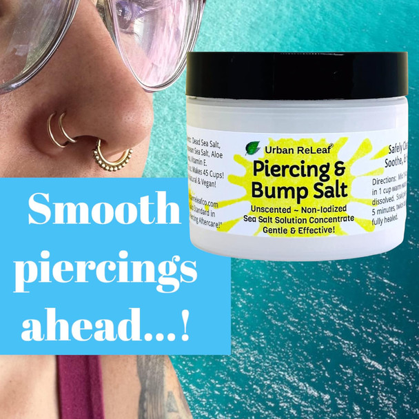 Urban ReLeaf Piercing & Bump Salt ! Unscented, Non-Iodized Sea Salt Solution Concentrate. Makes 45 Cups! Gentle Effective Clean