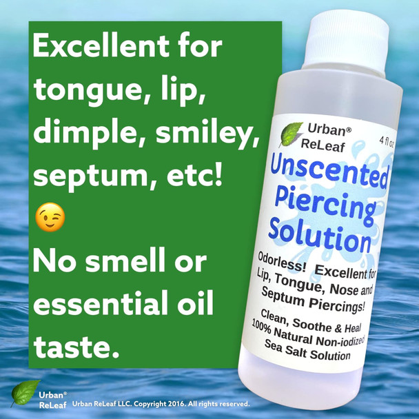 Urban ReLeaf Unscented Piercing Solution ! Non-Iodized Sea Salt Healing Soak. Lip, Tongue, Septum, Dimple, Mouth. NO Scent. Ready