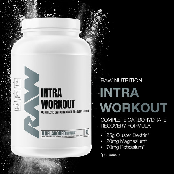 RAW Intra Workout Supplement Powder, Unflavored 30 Servings