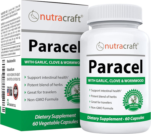 Nutracraft Paracel Intestinal Guard | Intestinal Cleanse for Humans | Wormwood, Black Walnut, Clove, PAU D’Arco, Echinacea, Goldenseal | 60 Non-GMO Capsules