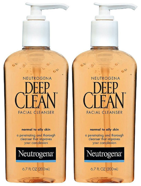 Neutrogena Deep Clean Daily Facial Cleanser with Beta Hydroxy Acid for Normal to Oily Skin, Alcohol-Free, Oil-Free & Non-Comedogenic, 6.7 fl. oz (Pack of 2)