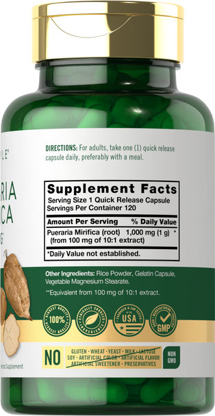 Pueraria Mirifica Capsules | 1000Mg | 120 Capsules | Non-Gmo & Gluten Free | By Carlyle